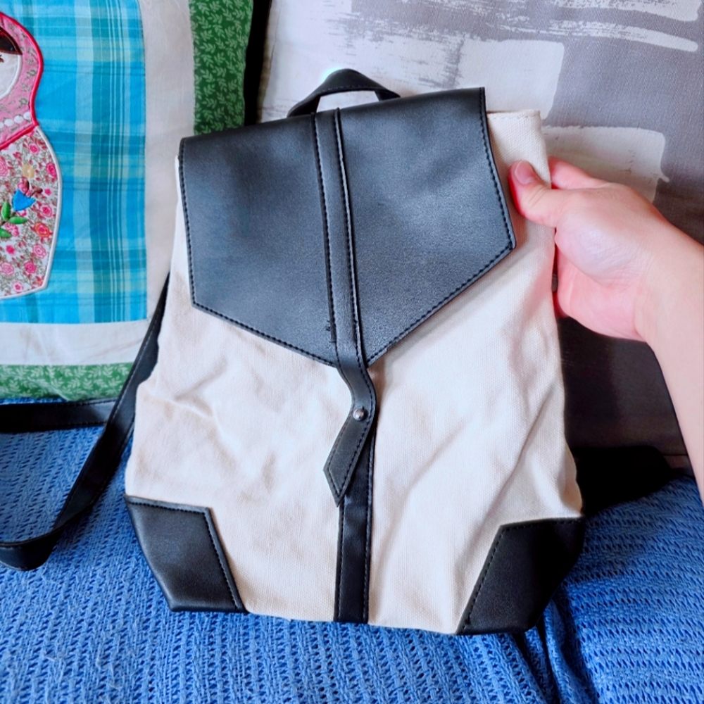 Black and White Geometric Backpack
